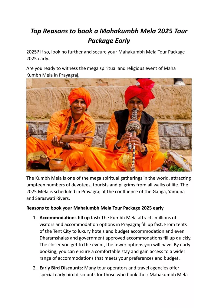 PPT - Top Reasons to book a Mahakumbh Mela 2025 Tour Package Early PowerPoint Presentation - ID:13571929