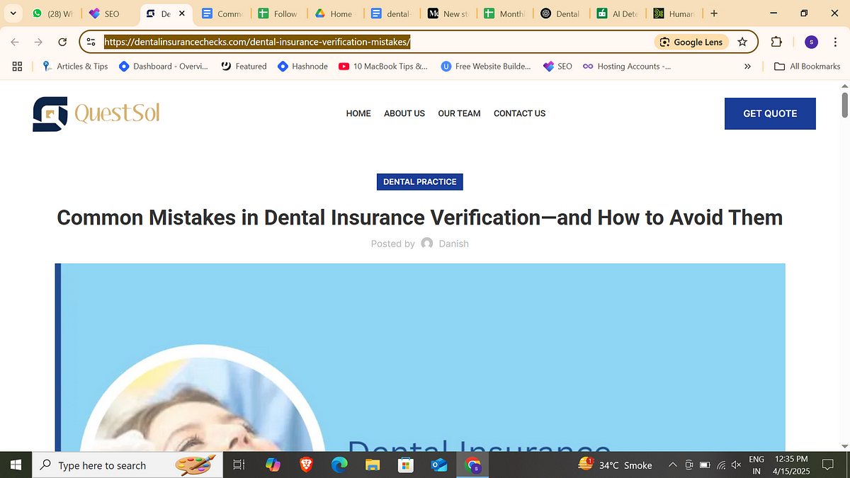 Why should dental offices consider outsourcing insurance verification? | by sujal desai | Apr, 2025 | Medium
