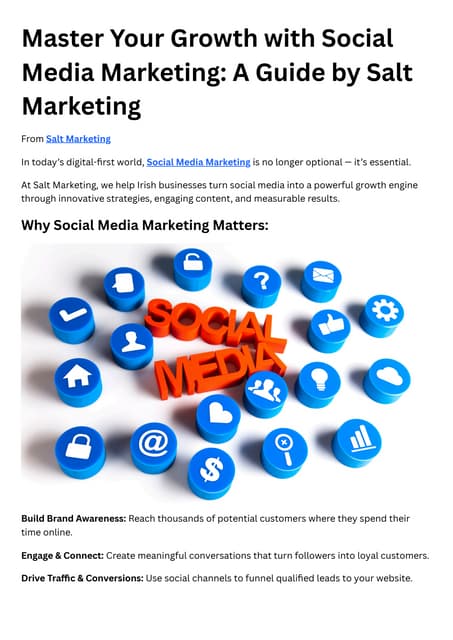 Master Your Growth with Social Media Marketing A Guide by Salt Marketing | PDF