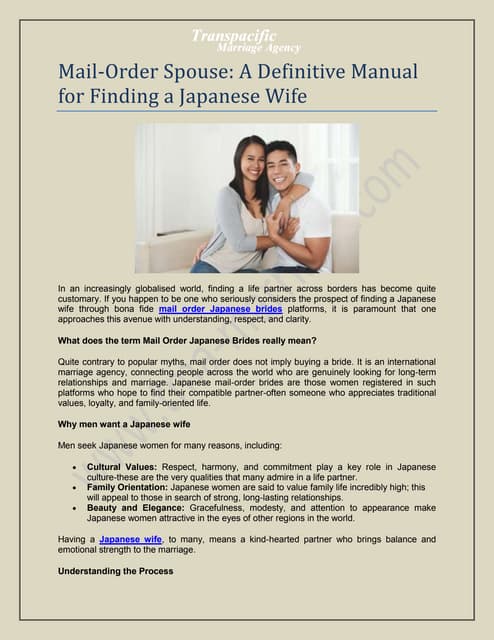Mail-Order Spouse: A Definitive Manual for Finding a Japanese Wife | PDF