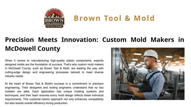 Precision Meets Innovation Custom Mold Makers in McDowell County | PPTX