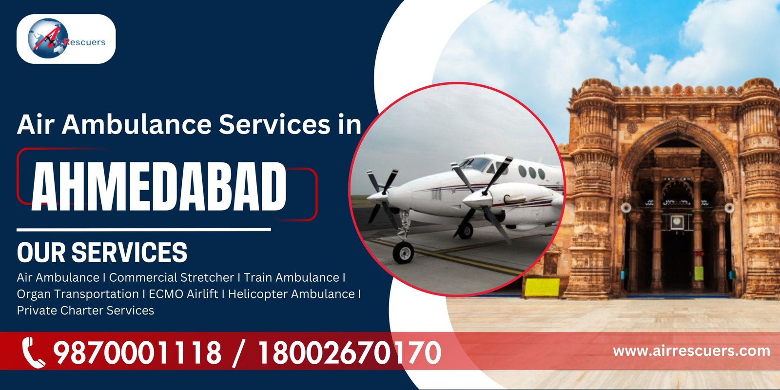 Air Ambulance Services In Ahmedabad | AIRRESCUERS