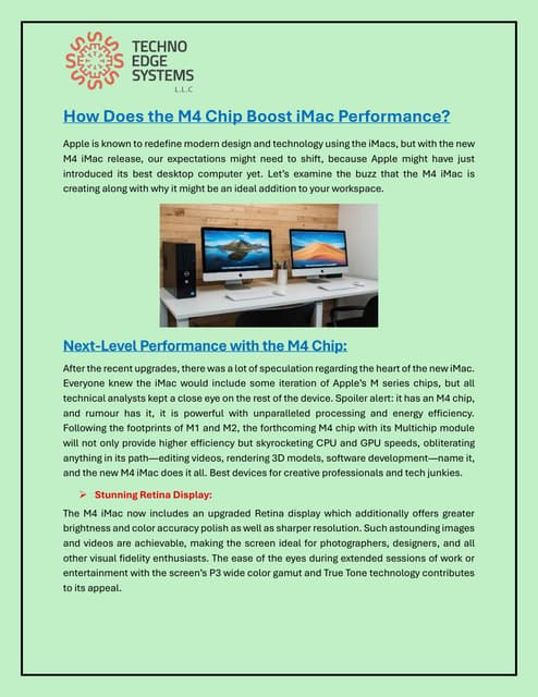 How Does the M4 Chip Boost iMac Performance? | PDF
