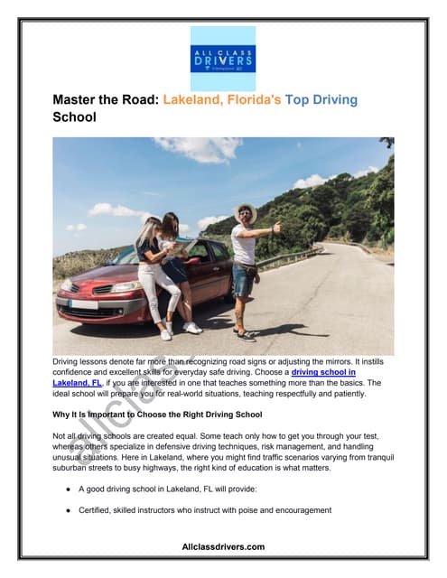 Master the Road: Lakeland, Florida's Top Driving School | PDF