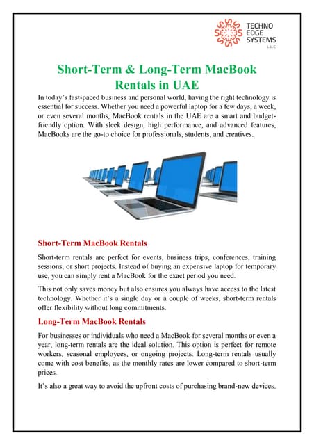 Short-Term & Long-Term MacBook Rentals in UAE. | PDF