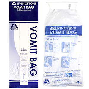 LIVINGSTONE EMESIS BAG, 1500ML, IN PATENTED DISPENSER, 50/BX