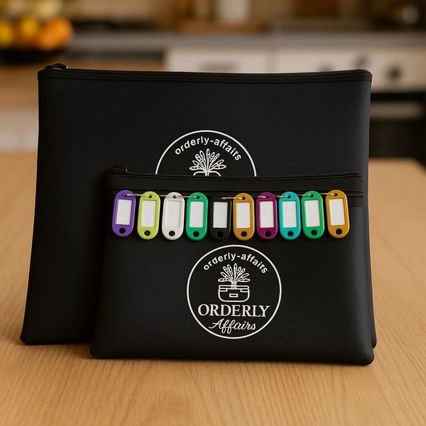 Extra Fireproof key and document bags plus 10 key tags