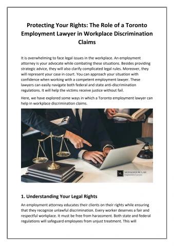 The Role of a Toronto Employment Lawyer in Workplace Discrimination Claims
