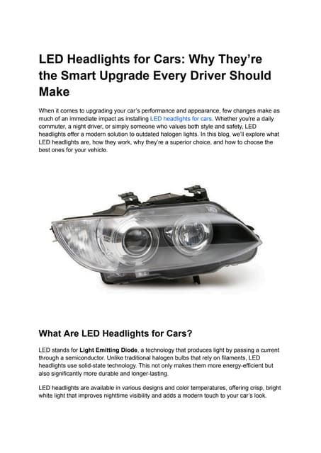 LED Headlights for Cars_ Why They’re the Smart Upgrade Every Driver Should Make.pdf