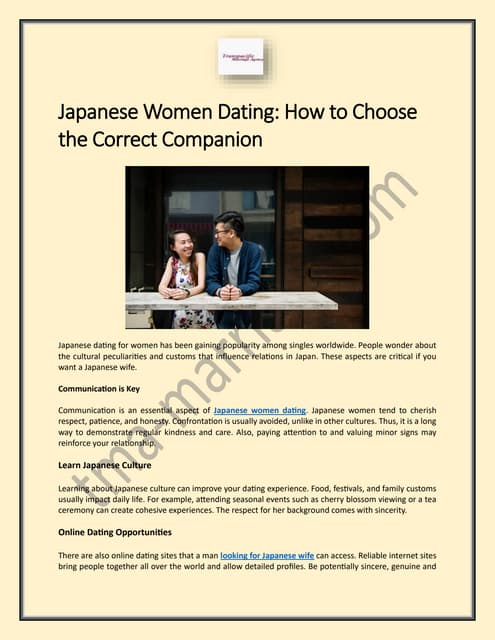 Japanese Women Dating: How to Choose the Correct Companion | PDF