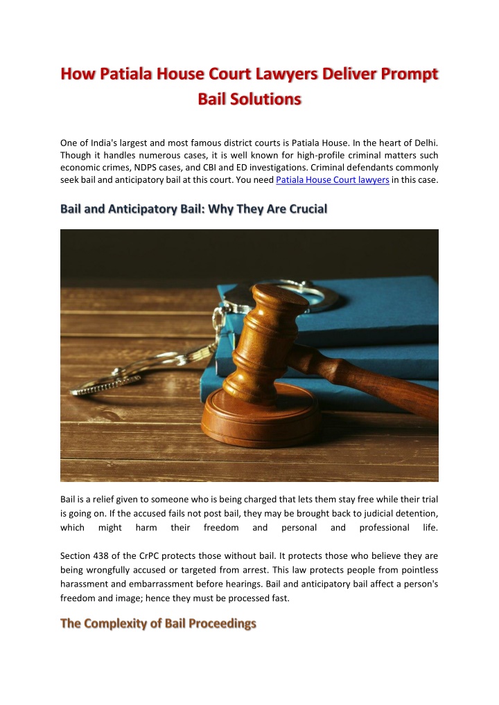 PPT - How Patiala House Court Lawyers Deliver Prompt Bail Solutions PowerPoint Presentation - ID:14580938
