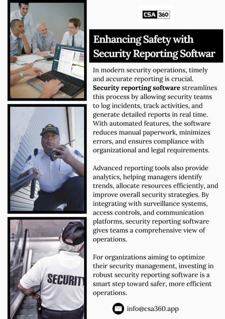 Enhancing Safety with Security Reporting Software | PDF