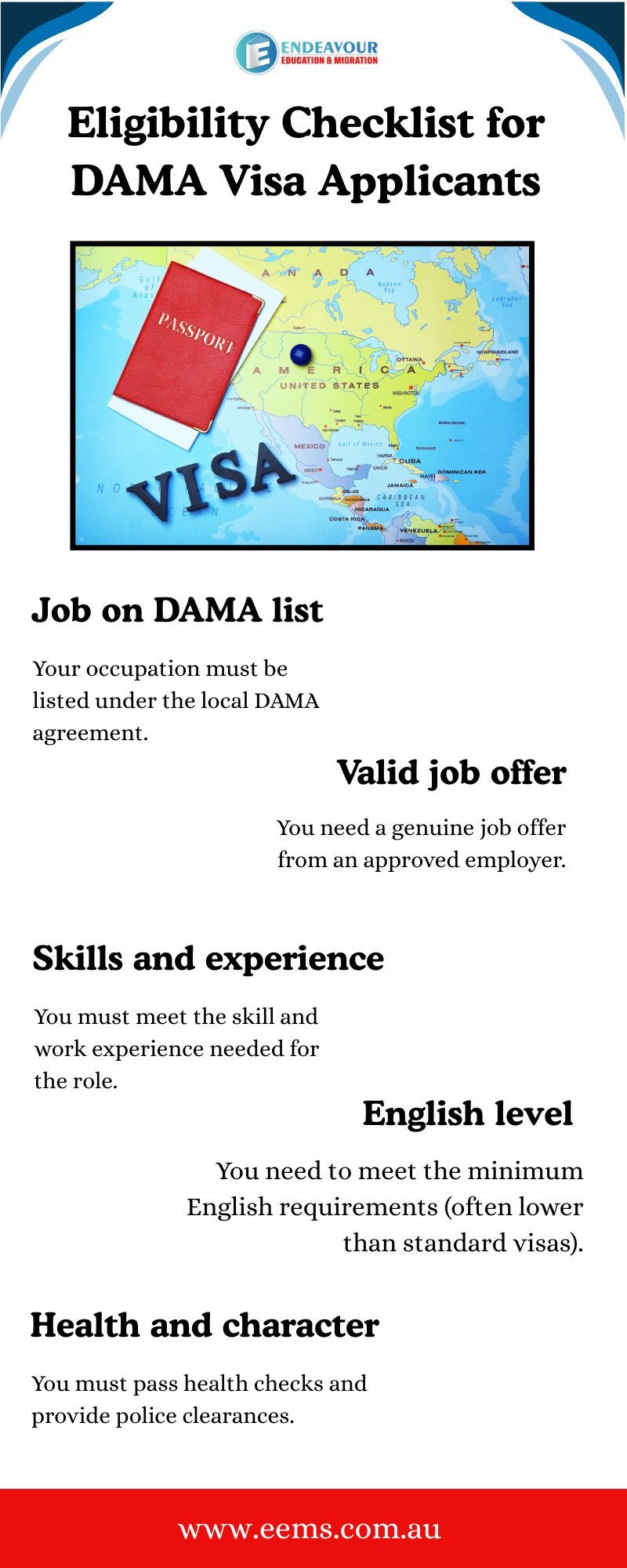 Eligibility Checklist for DAMA Visa Applicants