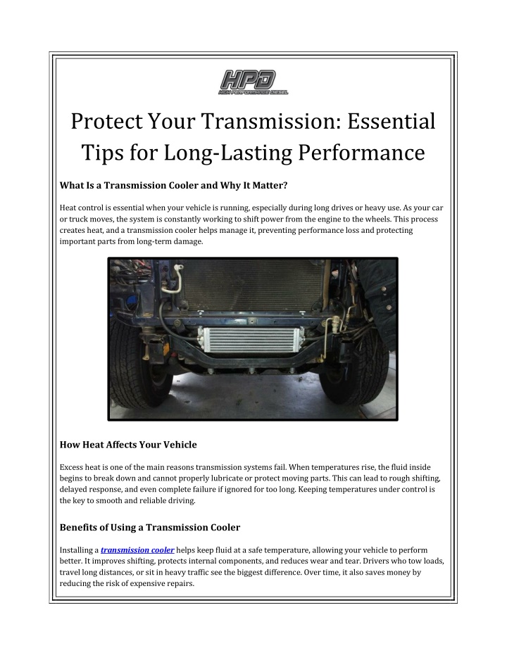 PPT - Protect Your Transmission Essential Tips for Long-Lasting Performance PowerPoint Presentation - ID:14678033