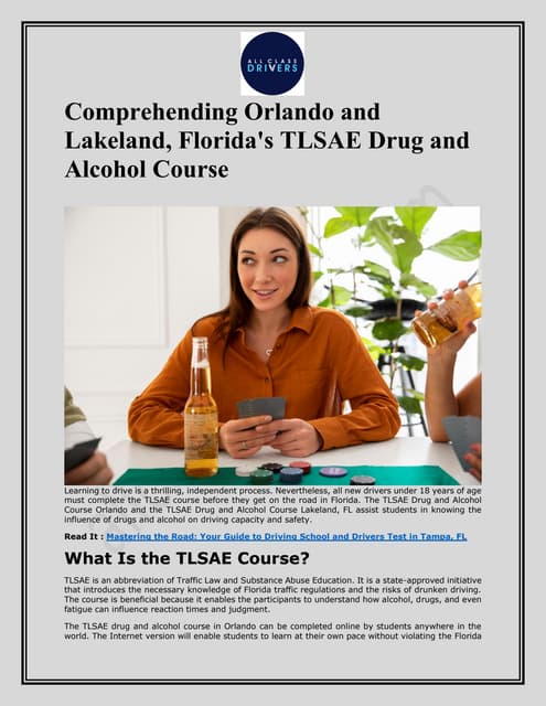 Comprehending Orlando and Lakeland, Florida's TLSAE Drug and Alcohol Course | PDF