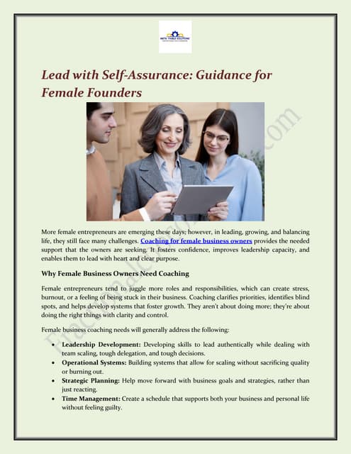 Lead with Self-Assurance: Guidance for Female Founders | PDF