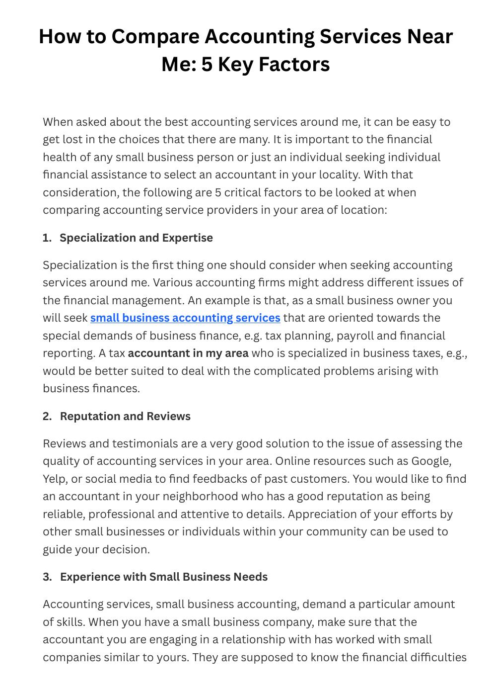 How to Compare Accounting Services Near Me: 5 Key Factors