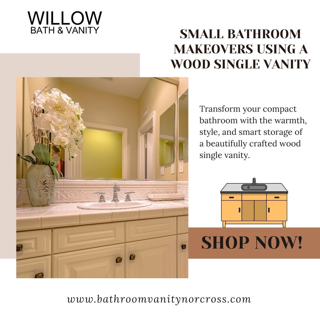 Small Bathroom Makeovers Using a Wood Single Vanity – @willownorcross on Tumblr