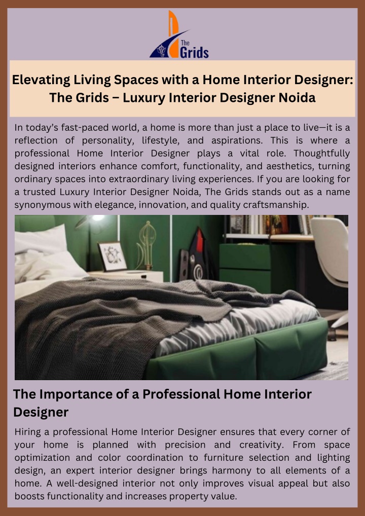Elevating Living Spaces with a Home Interior Designer: The Grids – Luxury Interior Designer Noida