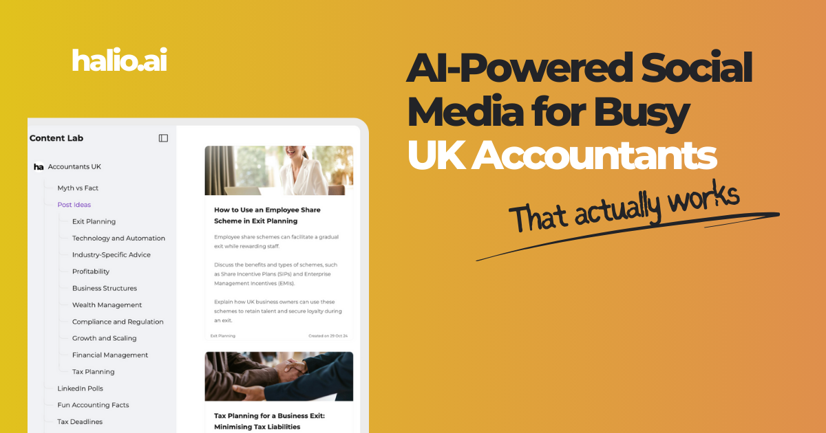 UK Accountant | Halio AI | AI-Powered Social Media for Busy Professionals