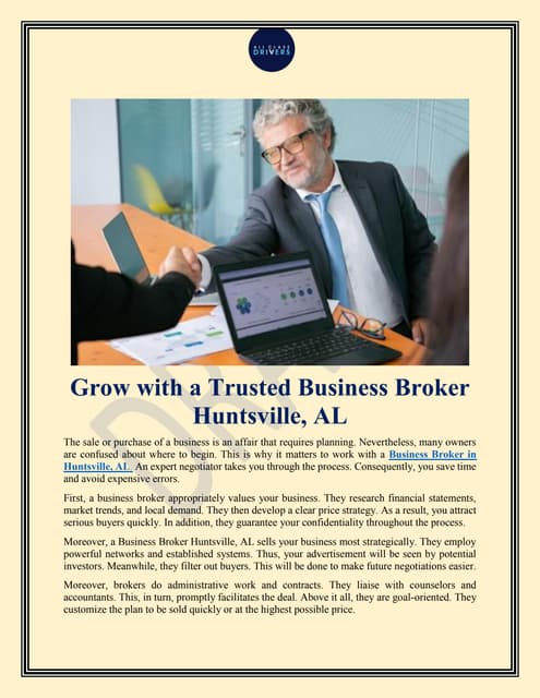 Grow with a Trusted Business Broker Huntsville, AL | PDF