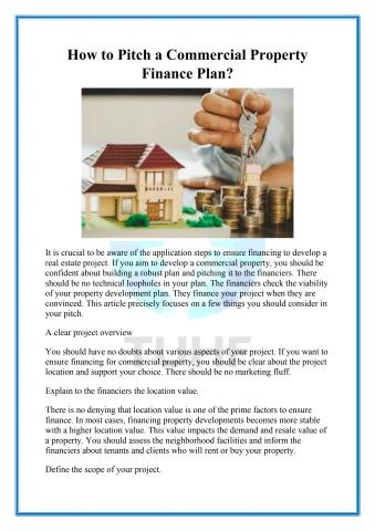 How to Pitch a Commercial Property Finance Plan
