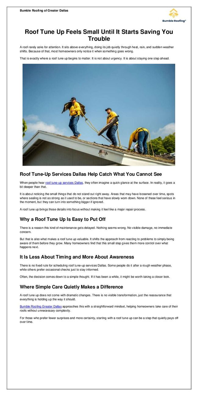 Roof Tune Up Feels Small Until It Starts Saving You Trouble | PDF Host