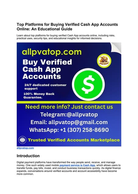 Top 4 Platforms for Buying Verified Cash App Accounts Online. | DOCX