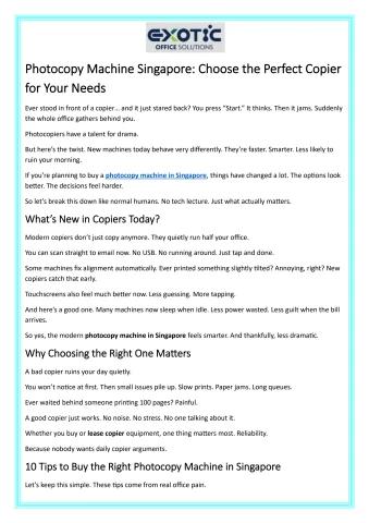 Photocopy Machine Singapore Choose the Perfect Copier for Your Needs