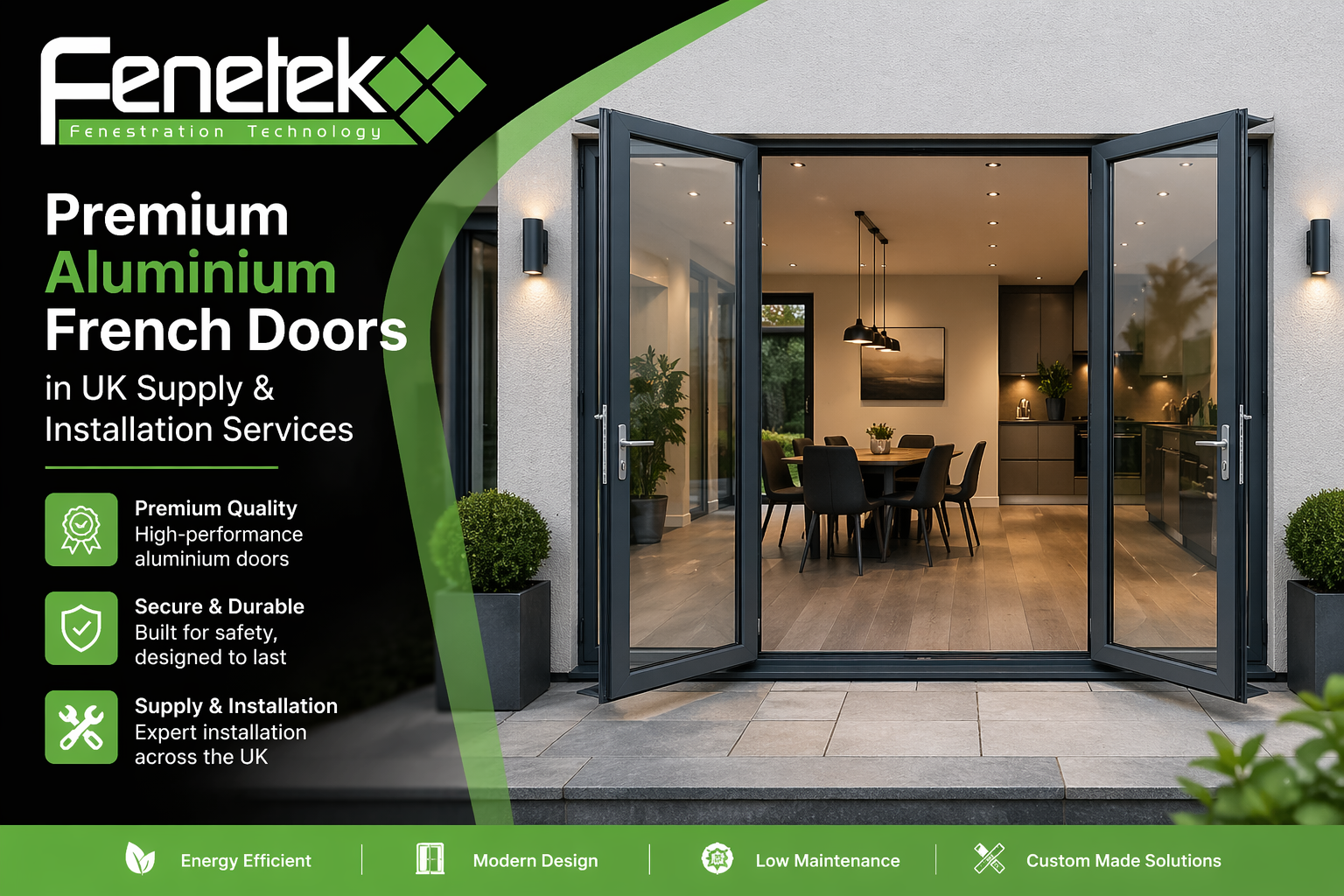 Premium Aluminium French Doors in UK Supply & Installation Services