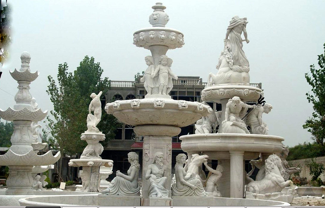 Three Tired Fountain and Italian Pottery: Perfect Choice? – Marble Fountain -4 Season Statues Italian, Garden Statue Fountain – Ital Art World