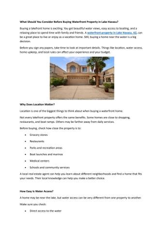 What Should You Consider Before Buying Waterfront Property in Lake Havasu