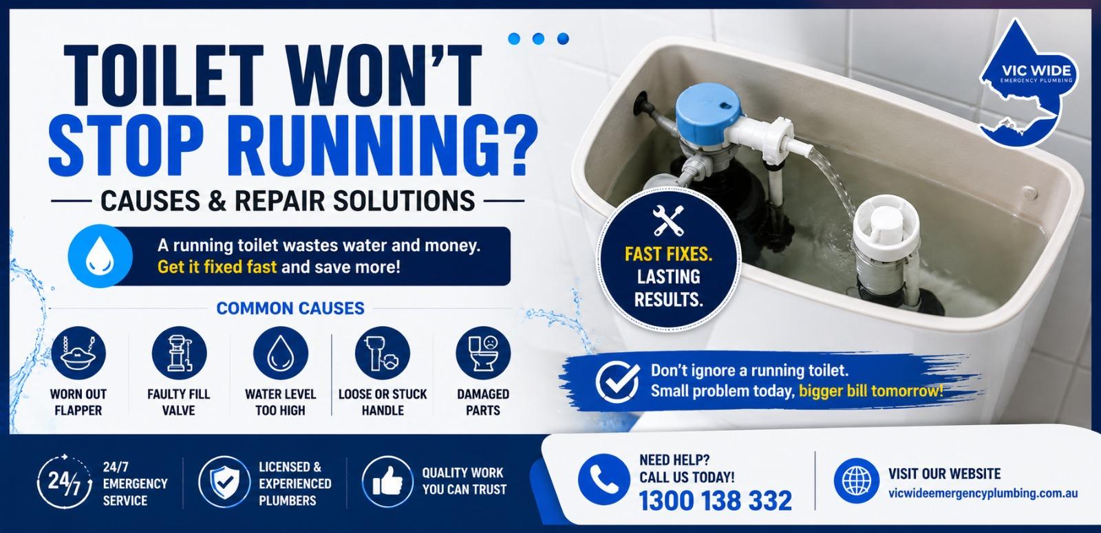 Toilet Won't Stop Running? Common Causes, Repair Solutions