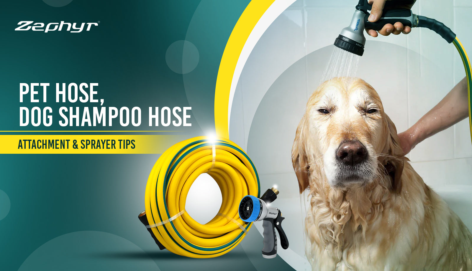 Complete Pet Grooming at Home Set-up: Pet Hose, Dog Shampoo Hose Attac  – Zephyr