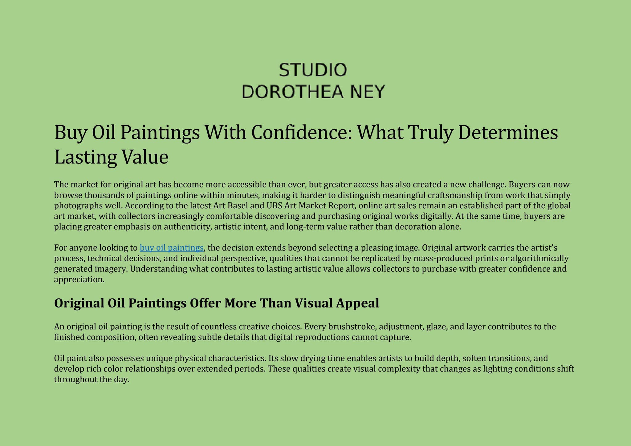 Buy Oil Paintings With Confidence What Truly Determines Lasting Value by Dorotheaneya Studio - Issuu