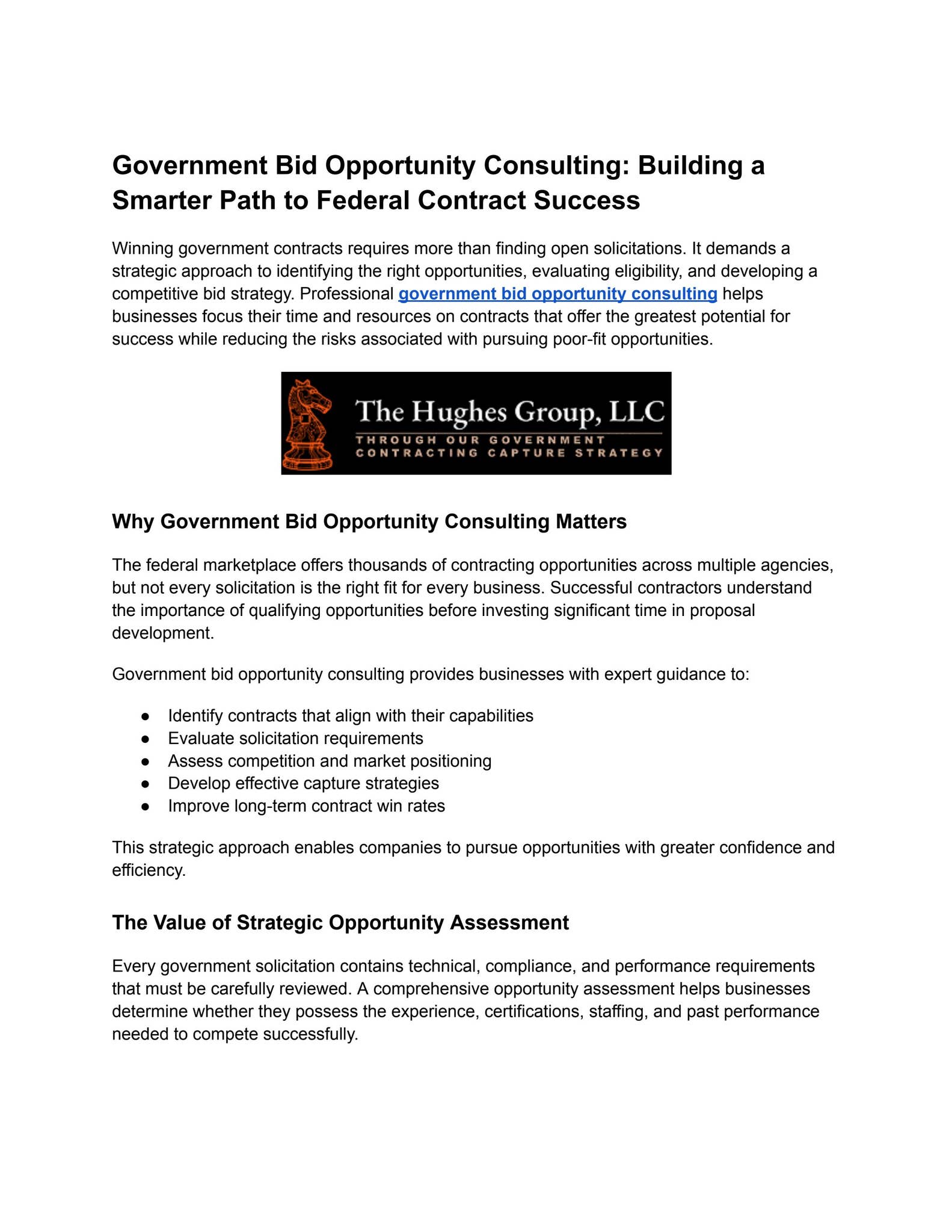 Government Bid Opportunity Consulting for Smarter Federal Contract Success by hughes govcon - Issuu