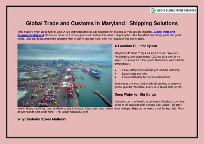 Global Trade and Customs in Maryland  Shipping Solutions | PDF Host