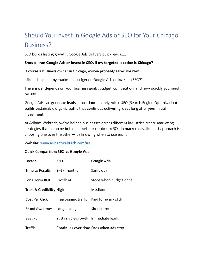 PPT - Should You Invest in Google Ads or SEO for Your Chicago Business PowerPoint Presentation - ID:14873169