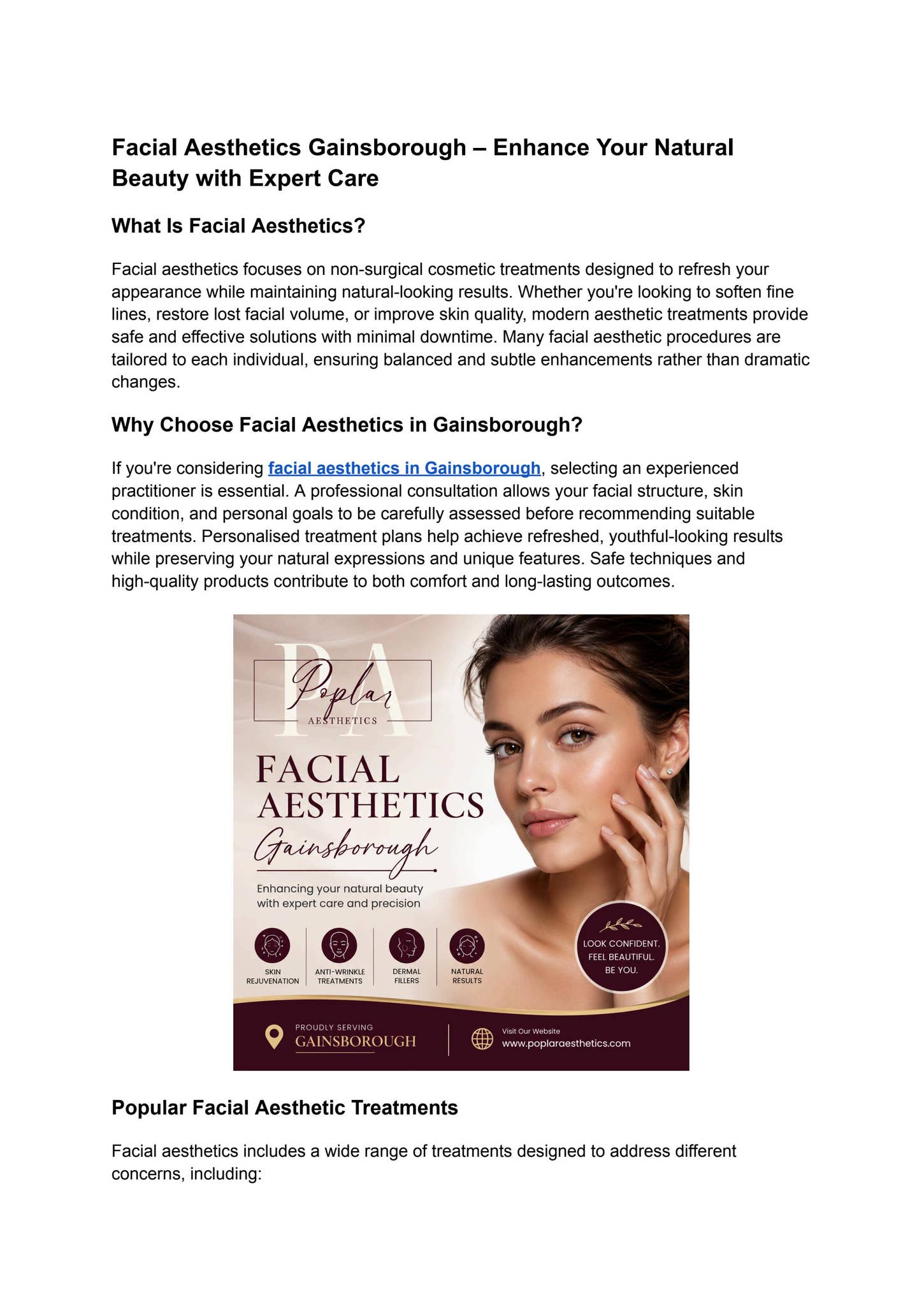 Facial Aesthetics Gainsborough for Natural Beauty Enhancement by Poplar Aesthetics - Issuu