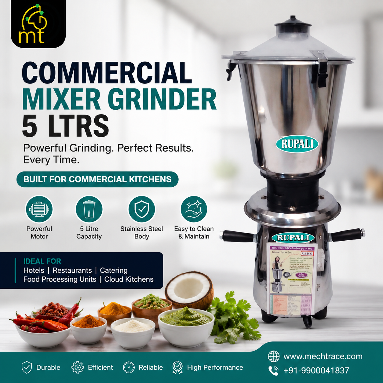 Commercial Mixer Grinder 5 Ltrs & Dryer Machine Tilting – Why Mechtrace is the Smart Choice for Commercial Food Processing – Site Title