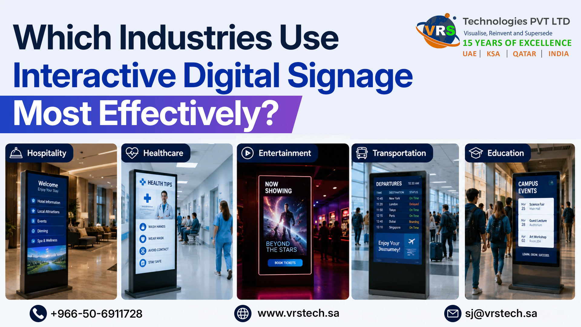 Which industries use interactive digital signage most effectively?