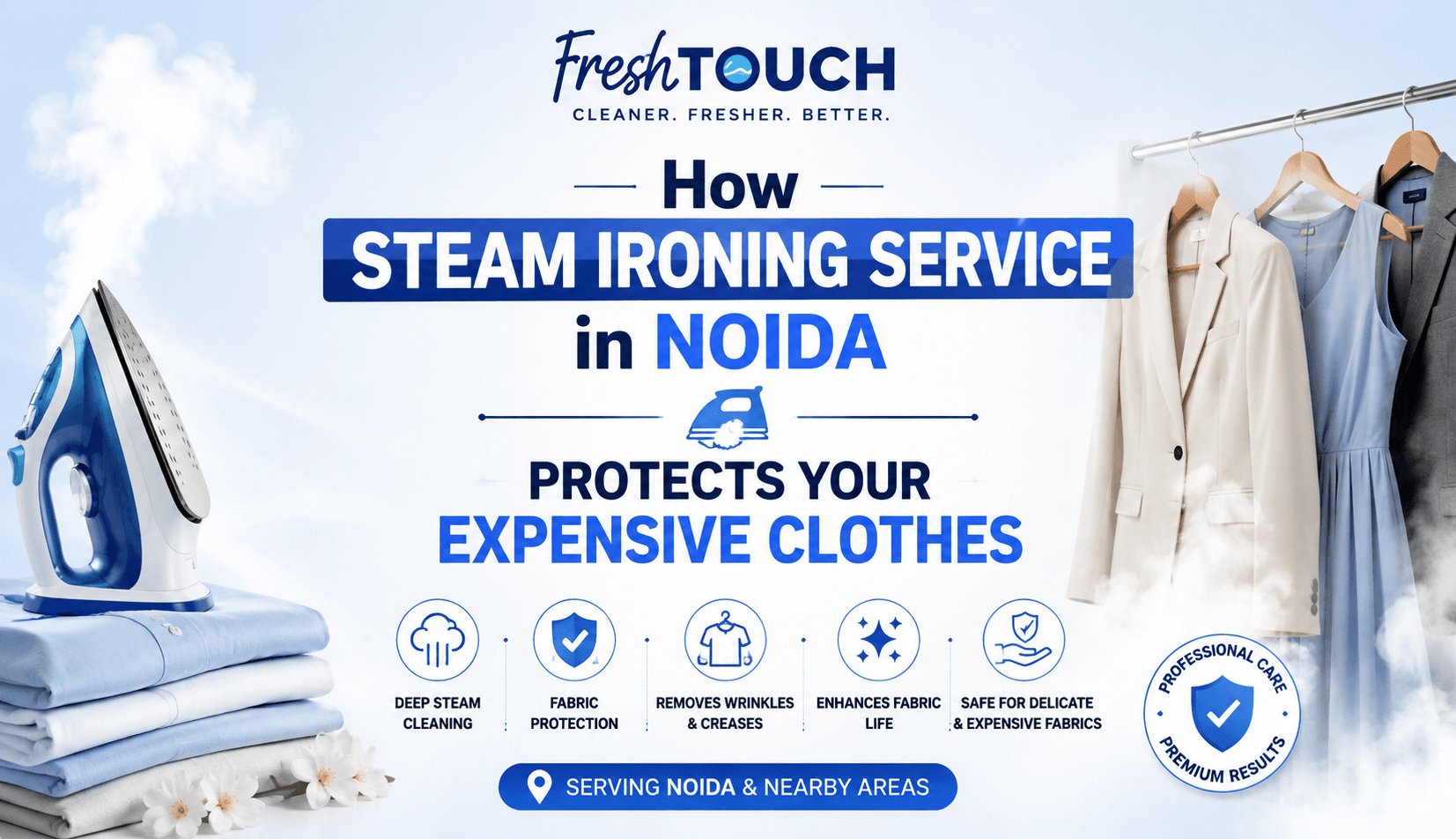 How Steam Ironing Service in Noida Protects Your Expensive Clothes - Fresh Touch Laundry
