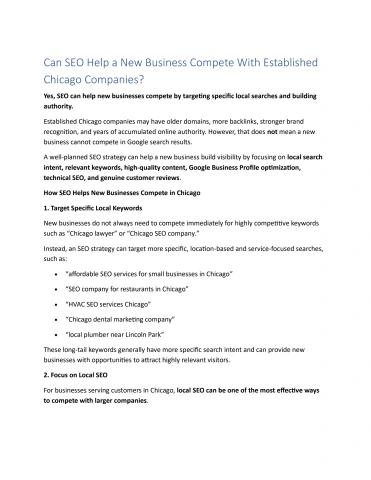 Can SEO Help a New Business Compete With Established Chicago Companies