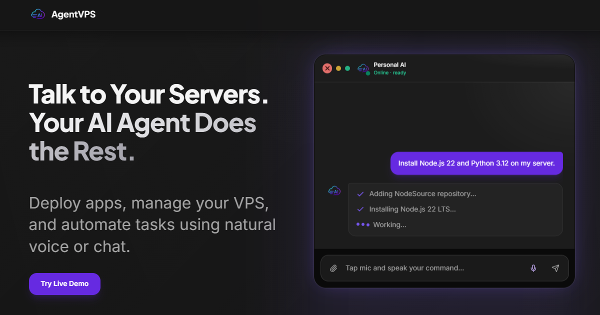 AgentVPS | Managed Cloud Servers with Personal AI