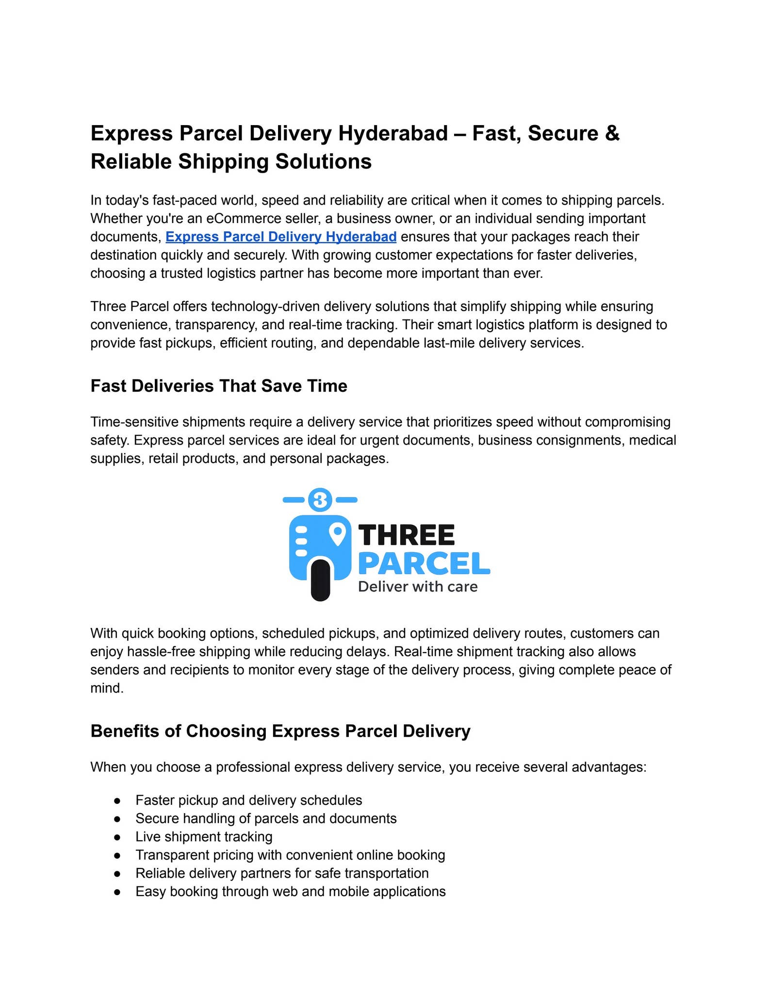 Express Parcel Delivery Hyderabad – Fast & Secure Courier Solutions by Three Parcel - Issuu