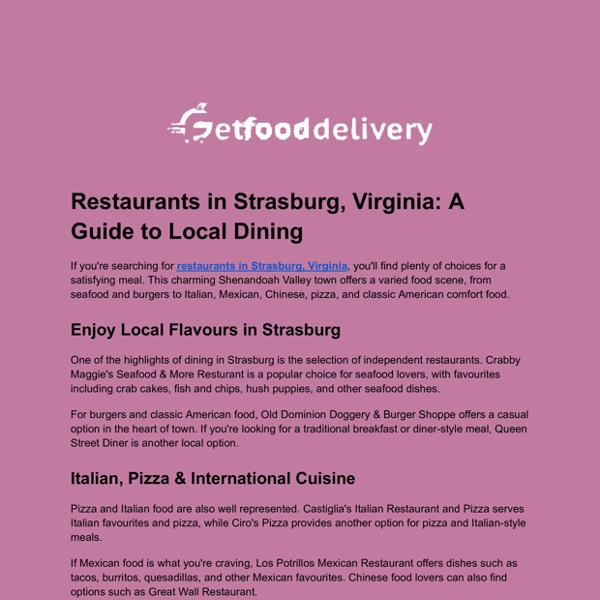 Restaurants in Strasburg, Virginia_ A Guide to Local Dining | Pearltrees