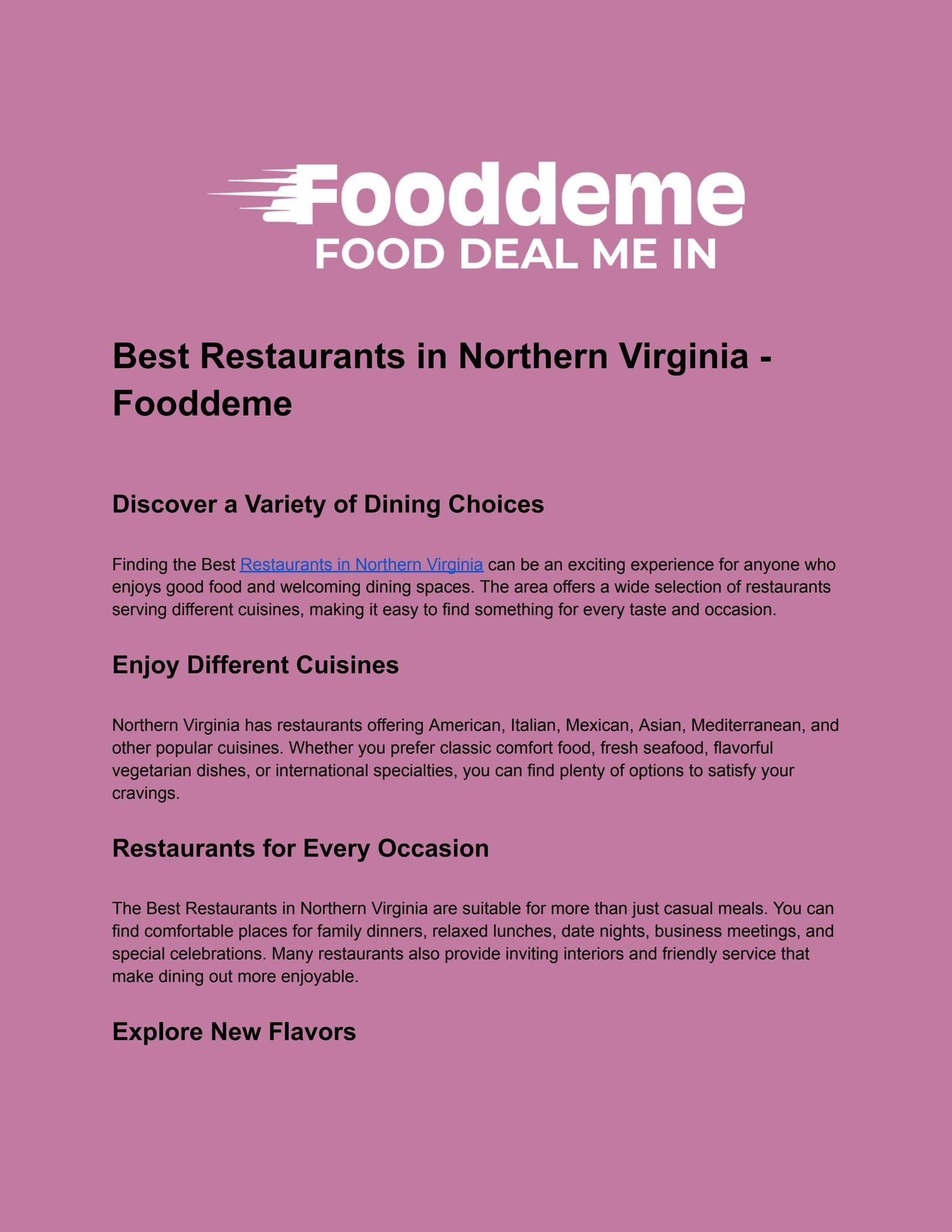 Best Restaurants in Northern Virginia - Fooddeme by Fooddeme - Issuu