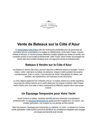 Vente de Bateaux sur la Côte d’Azur
