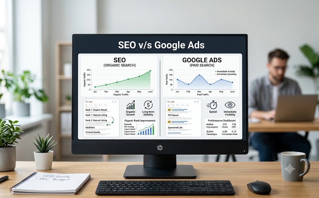 SEO v/s Google Ads: Which one gives better ROI for small businesses? - SEO Blog: SEO & SMO News, Design & Development Tips