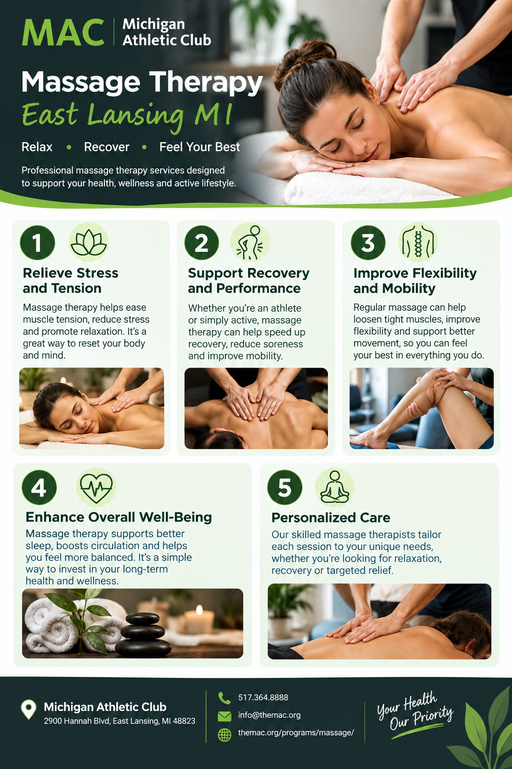 Massage Therapy East Lansing MI for Relaxation & Wellness